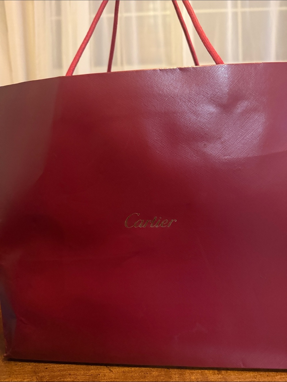 Cartier Burgundy Red Gift Bag with Gold Logo